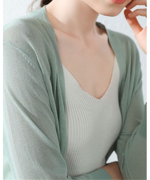 Ritzy（リッツィー）の「麻混シアーひざ丈カーディガン（カーディガン/ボレロ・レディース・ホワイト/ブラック/ベージュ/グレー/ピンク/ブルー/アイボリー/ミント/ブラウン系・FREE）」の15枚目の写真