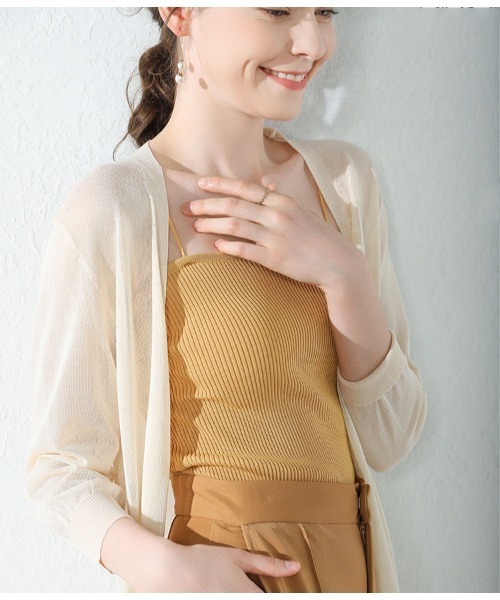 Ritzy（リッツィー）の「麻混シアーひざ丈カーディガン（カーディガン/ボレロ・レディース・ホワイト/ブラック/ベージュ/グレー/ピンク/ブルー/アイボリー/ミント/ブラウン系・FREE）」の11枚目の写真