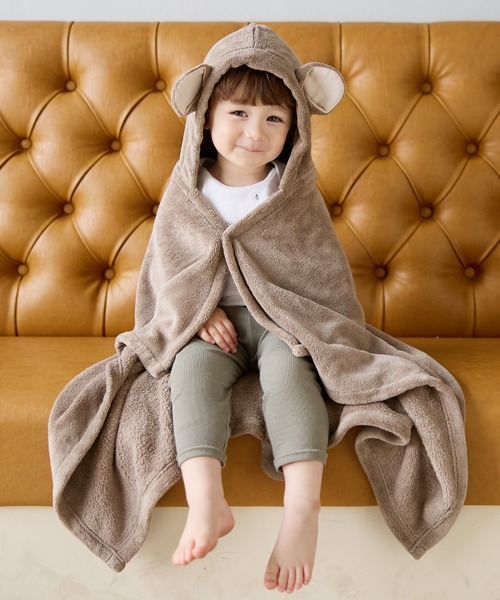 Rosemadame（ローズマダム）の「アニマルバスローブ フード付き 吸水速乾 ふんわり やわらか 肌ざわりやさしい マイクロファイバー（おくるみ・キッズ・ダークグレー/グレー/グリーン/ピンク/ブルー/チャコールグレー/アイボリー/イエロー/ブラウン・フリー）」の5枚目の写真
