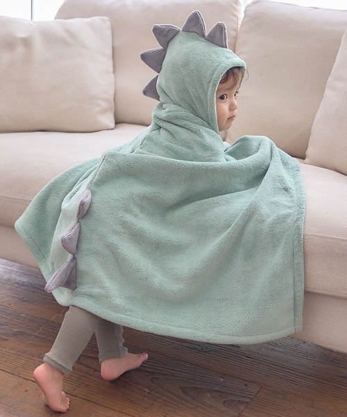 Rosemadame（ローズマダム）の「アニマルバスローブ フード付き 吸水速乾 ふんわり やわらか 肌ざわりやさしい マイクロファイバー（おくるみ・キッズ・ダークグレー/グレー/グリーン/ピンク/ブルー/チャコールグレー/アイボリー/イエロー/ブラウン・フリー）」の6枚目の写真