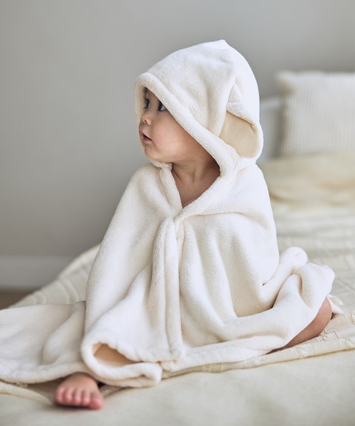 Rosemadame（ローズマダム）の「アニマルバスローブ フード付き 吸水速乾 ふんわり やわらか 肌ざわりやさしい マイクロファイバー（おくるみ・キッズ・ダークグレー/グレー/グリーン/ピンク/ブルー/チャコールグレー/アイボリー/イエロー/ブラウン・フリー）」の2枚目の写真