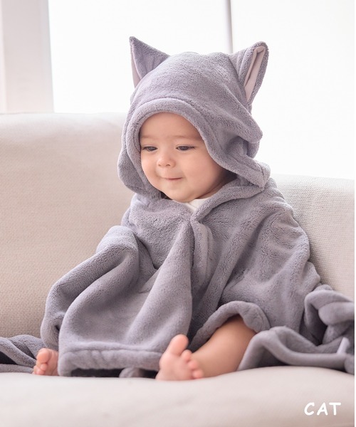 Rosemadame（ローズマダム）の「アニマルバスローブ フード付き 吸水速乾 ふんわり やわらか 肌ざわりやさしい マイクロファイバー（おくるみ・キッズ・ダークグレー/グレー/グリーン/ピンク/ブルー/チャコールグレー/アイボリー/イエロー/ブラウン・フリー）」の4枚目の写真