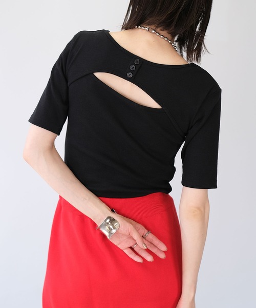 ＡＮＤＪ（アンドジェイ）の「2WAYバックオープンリブトップス（Tシャツ/カットソー・レディース・オフホワイト/グリーン/ブラック/オレンジ・M）」の15枚目の写真