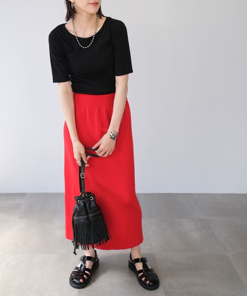 ＡＮＤＪ（アンドジェイ）の「2WAYバックオープンリブトップス（Tシャツ/カットソー・レディース・オフホワイト/グリーン/ブラック/オレンジ・M）」の16枚目の写真