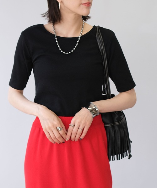 ＡＮＤＪ（アンドジェイ）の「2WAYバックオープンリブトップス（Tシャツ/カットソー・レディース・オフホワイト/グリーン/ブラック/オレンジ・M）」の17枚目の写真