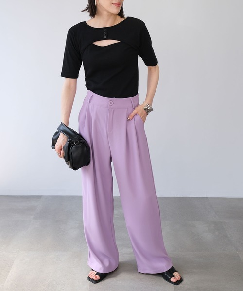 ＡＮＤＪ（アンドジェイ）の「2WAYバックオープンリブトップス（Tシャツ/カットソー・レディース・オフホワイト/グリーン/ブラック/オレンジ・M）」の18枚目の写真