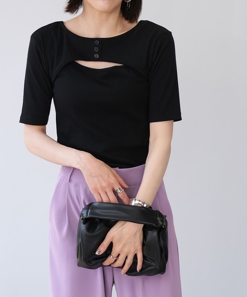 ＡＮＤＪ（アンドジェイ）の「2WAYバックオープンリブトップス（Tシャツ/カットソー・レディース・オフホワイト/グリーン/ブラック/オレンジ・M）」の19枚目の写真