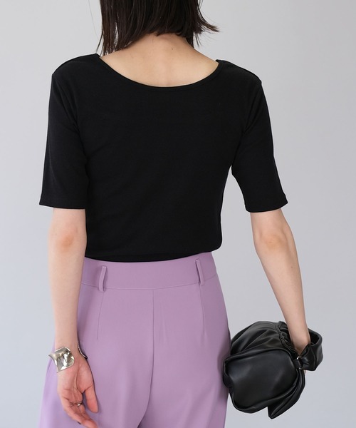 ＡＮＤＪ（アンドジェイ）の「2WAYバックオープンリブトップス（Tシャツ/カットソー・レディース・オフホワイト/グリーン/ブラック/オレンジ・M）」の20枚目の写真