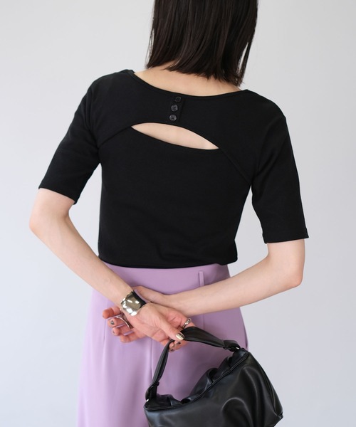 ＡＮＤＪ（アンドジェイ）の「2WAYバックオープンリブトップス（Tシャツ/カットソー・レディース・オフホワイト/グリーン/ブラック/オレンジ・M）」の21枚目の写真