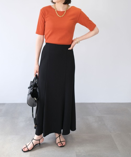 ＡＮＤＪ（アンドジェイ）の「2WAYバックオープンリブトップス（Tシャツ/カットソー・レディース・オフホワイト/グリーン/ブラック/オレンジ・M）」の8枚目の写真