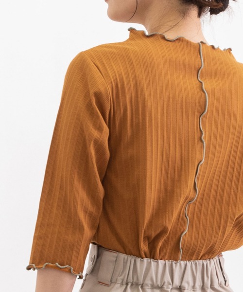 POU DOU DOU（プードゥドゥ）の「変則テレコ配色メローTee（Tシャツ/カットソー・レディース・グリーン/アイボリー/ブラック/オレンジ・3）」の17枚目の写真