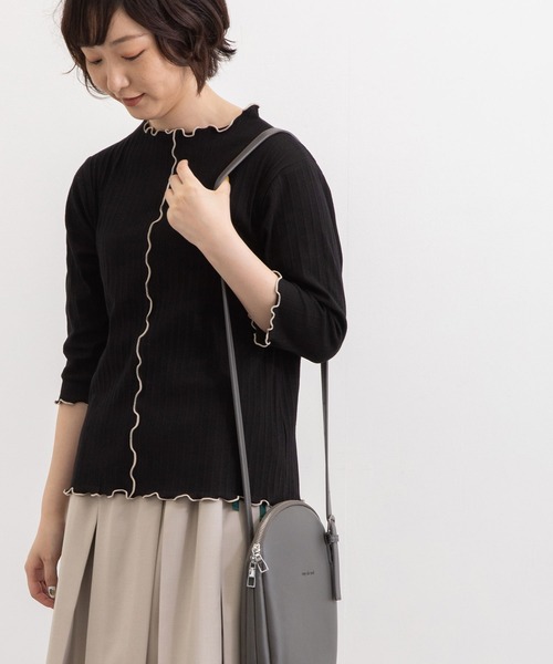 POU DOU DOU（プードゥドゥ）の「変則テレコ配色メローTee（Tシャツ/カットソー・レディース・グリーン/アイボリー/ブラック/オレンジ・3）」の21枚目の写真