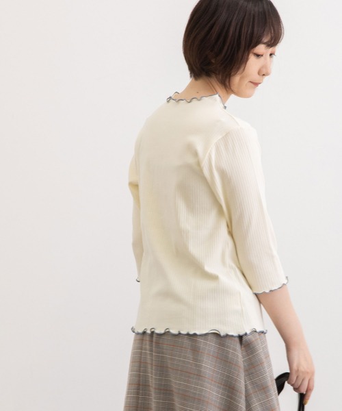 POU DOU DOU（プードゥドゥ）の「変則テレコ配色メローTee（Tシャツ/カットソー・レディース・グリーン/アイボリー/ブラック/オレンジ・3）」の22枚目の写真