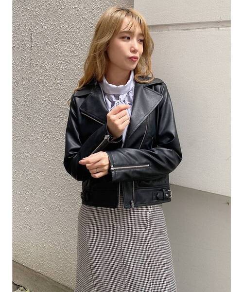 dazzlin（ダズリン）の「ベーシックライダースジャケット（ライダースジャケット・レディース・アイボリー/ブラック/パープル・FREE）」の7枚目の写真