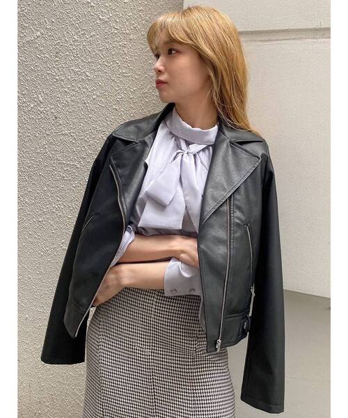 dazzlin（ダズリン）の「ベーシックライダースジャケット（ライダースジャケット・レディース・アイボリー/ブラック/パープル・FREE）」の14枚目の写真