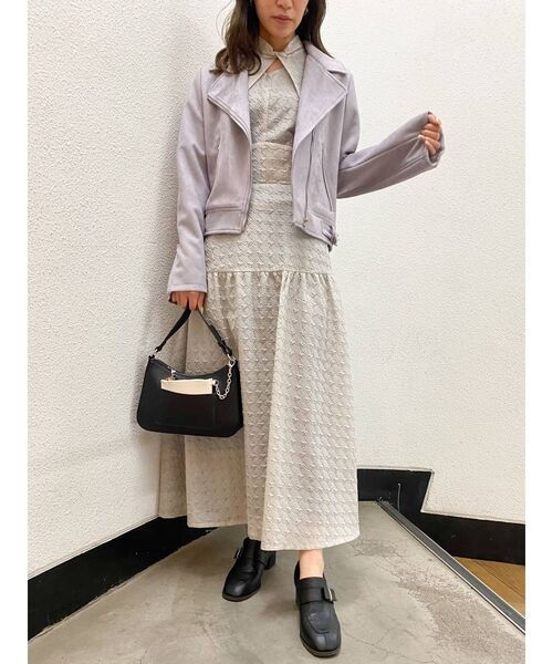 dazzlin（ダズリン）の「ベーシックライダースジャケット（ライダースジャケット・レディース・アイボリー/ブラック/パープル・FREE）」の16枚目の写真