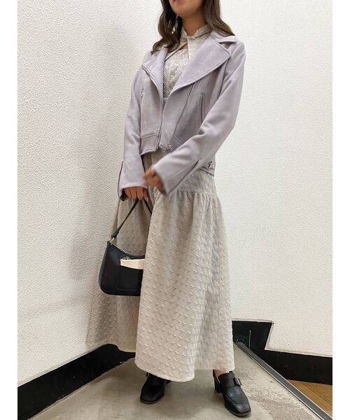 dazzlin（ダズリン）の「ベーシックライダースジャケット（ライダースジャケット・レディース・アイボリー/ブラック/パープル・FREE）」の11枚目の写真