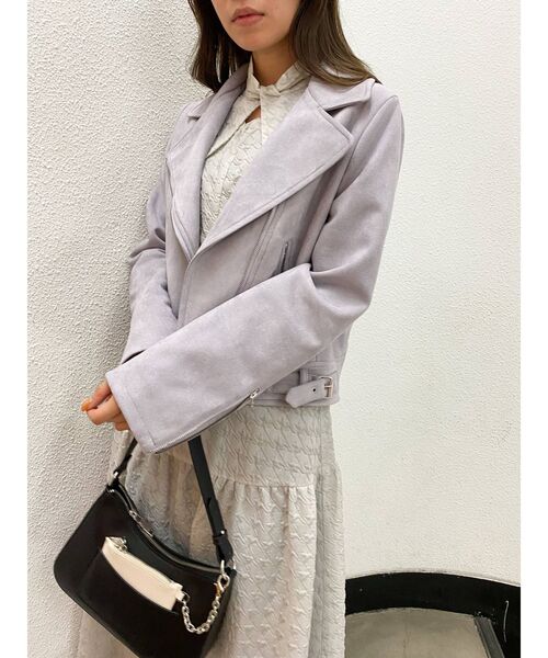 dazzlin（ダズリン）の「ベーシックライダースジャケット（ライダースジャケット・レディース・アイボリー/ブラック/パープル・FREE）」の18枚目の写真