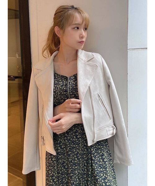 dazzlin（ダズリン）の「ベーシックライダースジャケット（ライダースジャケット・レディース・アイボリー/ブラック/パープル・FREE）」の2枚目の写真