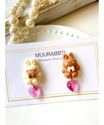 【MUURABBTI】モフモフウサギのハートピアス(MA)