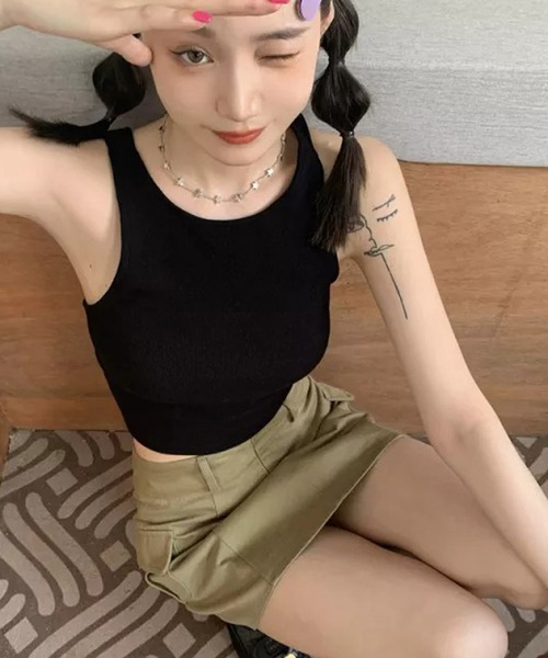 Auntie Rosa（アンティローザ）の「バックスタイルキャミタンク（タンクトップ・レディース・ブラック/ホワイト・FREE）」の8枚目の写真