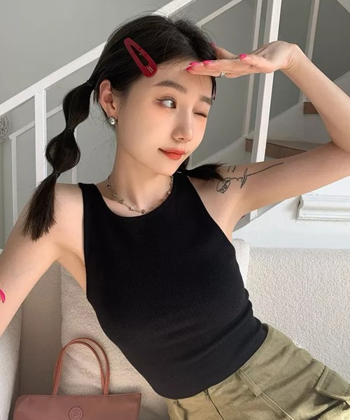 Auntie Rosa（アンティローザ）の「バックスタイルキャミタンク（タンクトップ・レディース・ブラック/ホワイト・FREE）」の9枚目の写真