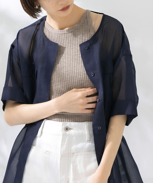 KBF（ケイビーエフ）の「アメリカンスリーブリブタンクトップ（タンクトップ・レディース・ベージュ/ネイビー/オフホワイト/カーキ・ONE）」の2枚目の写真