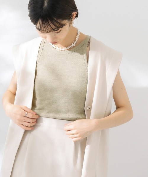 KBF（ケイビーエフ）の「アメリカンスリーブリブタンクトップ（タンクトップ・レディース・ベージュ/ネイビー/オフホワイト/カーキ・ONE）」の3枚目の写真