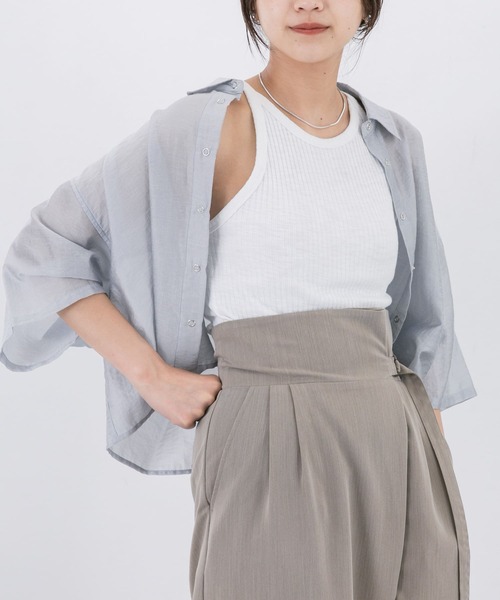 KBF（ケイビーエフ）の「アメリカンスリーブリブタンクトップ（タンクトップ・レディース・ベージュ/ネイビー/オフホワイト/カーキ・ONE）」の5枚目の写真