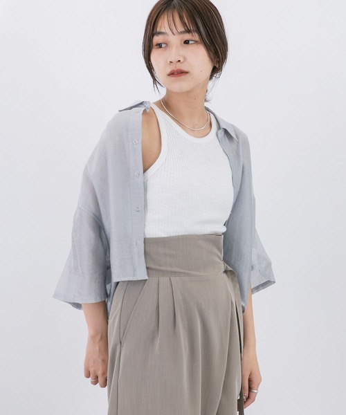 KBF（ケイビーエフ）の「アメリカンスリーブリブタンクトップ（タンクトップ・レディース・ベージュ/ネイビー/オフホワイト/カーキ・ONE）」の7枚目の写真