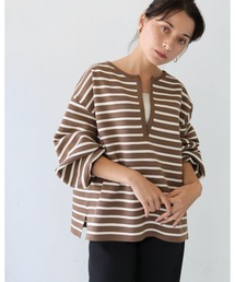 HER CLOSET | 【shemoshelly】ボーダー深キーネックPO(ニット/セーター)