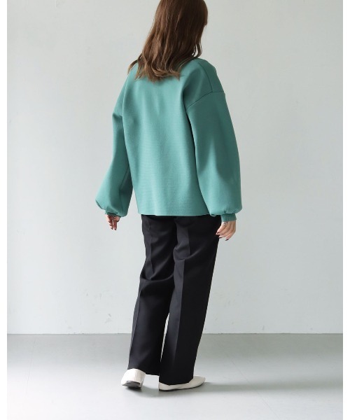 HER CLOSET(ハークローゼット)の「【shemoshelly】ボーダー深キーネックダンボールニット(ニット/セーター・レディース・ブラック/グリーン/アイボリー/ホワイト×ブラック/ブラウン系その他/テラコッタ・M)」の19枚目の写真