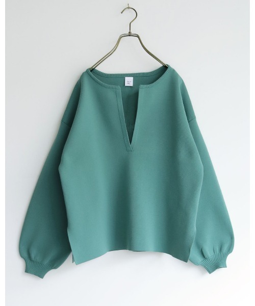 HER CLOSET(ハークローゼット)の「【shemoshelly】ボーダー深キーネックダンボールニット(ニット/セーター・レディース・ブラック/グリーン/アイボリー/ホワイト×ブラック/ブラウン系その他/テラコッタ・M)」の20枚目の写真