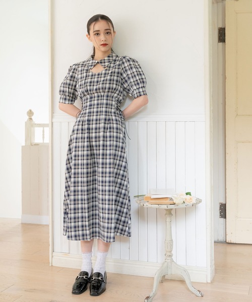 DearMyLoveRose(ディアマイラブローズ)の「サイドレースアップパフワンピース(ワンピース・レディース・ベビーピンク/ブラック/ベージュ/ネイビー・MEDIUM/LARGE/X-LARGE/XX-LARGE)」の7枚目の写真