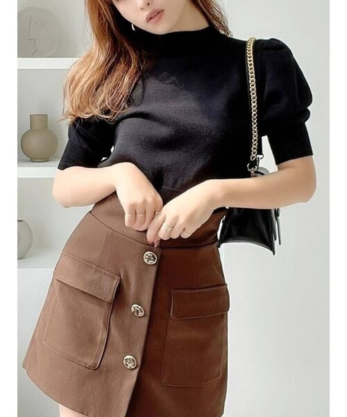 RESEXXY（リゼクシー）の「ボトルネックパフスリーブニット（ニット/セーター・レディース・ブラック/オレンジ/ブルー/アイボリー・FREE）」の3枚目の写真