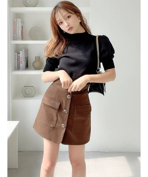 RESEXXY（リゼクシー）の「ボトルネックパフスリーブニット（ニット/セーター・レディース・ブラック/オレンジ/ブルー/アイボリー・FREE）」の5枚目の写真