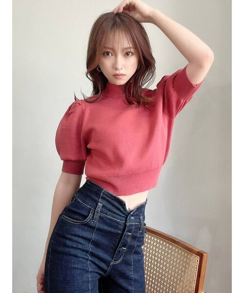 RESEXXY（リゼクシー）の「ボトルネックパフスリーブニット（ニット/セーター・レディース・ブラック/オレンジ/ブルー/アイボリー・FREE）」の21枚目の写真