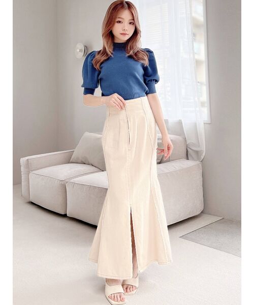 RESEXXY（リゼクシー）の「ボトルネックパフスリーブニット（ニット/セーター・レディース・ブラック/オレンジ/ブルー/アイボリー・FREE）」の19枚目の写真