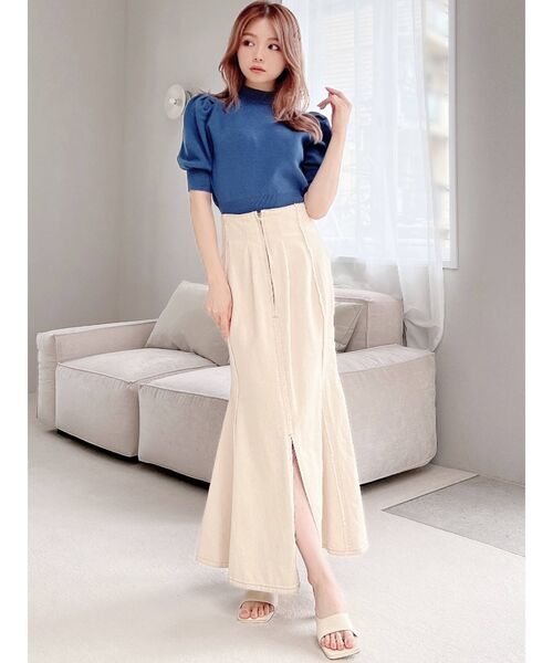 RESEXXY（リゼクシー）の「ボトルネックパフスリーブニット（ニット/セーター・レディース・ブラック/オレンジ/ブルー/アイボリー・FREE）」の18枚目の写真