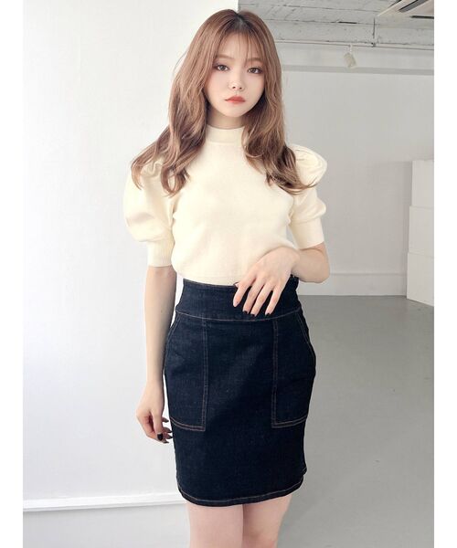 RESEXXY（リゼクシー）の「ボトルネックパフスリーブニット（ニット/セーター・レディース・ブラック/オレンジ/ブルー/アイボリー・FREE）」の15枚目の写真