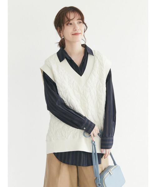 Green　Parks（グリーンパークス）の「変形キルトベスト（ベスト・レディース・ブラック/カーキ/ホワイト系その他2・FREE）」の7枚目の写真