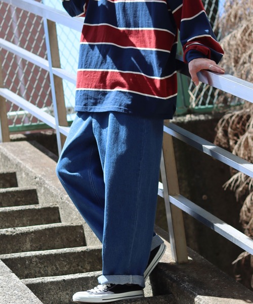 SITRY（シトリー）の「waist shirring wide Chinos/ウエストシャーリング ワイド チノパンツ（チノパンツ・メンズ・ブラック系その他/ライトインディゴブルー/ワンウォッシュ/ブルー/ブラック/グリーン/ブラウン/ホワイト・M/L）」の14枚目の写真