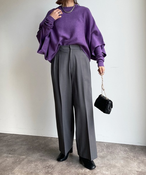 セール】ドルマンプルオーバー＋リブプルオーバーセット（ニット  