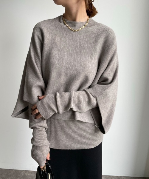 セール】ドルマンプルオーバー＋リブプルオーバーセット（ニット  