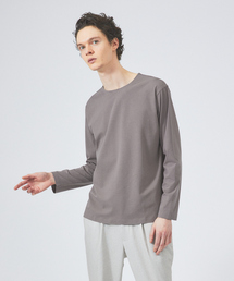 【ノンストレス】COTTON LYCRA 圧着 クルーネック 長袖 Tシャツ