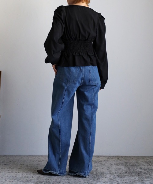 Yucca（ユッカ）の「シャーリングブラウス（シャツ/ブラウス・レディース・ブラック/パープル/ワインレッド/アイボリー・MEDIUM）」の20枚目の写真