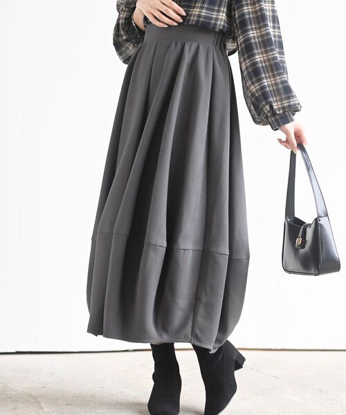 rps（アールピーエス）の「起毛コクーンスカート（スカート・レディース・ブラック/ダークグリーン/ネイビー/カーキ/グリーン/イエロー系その他/ブラック系その他2/ブルー系その他2/チャコールグレー・フリー）」の3枚目の写真