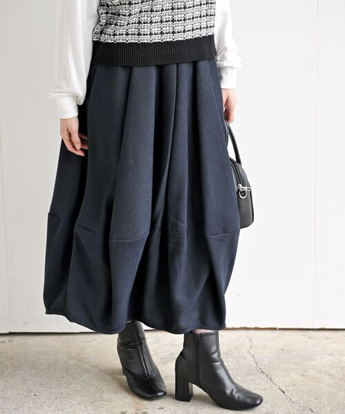 rps（アールピーエス）の「起毛コクーンスカート（スカート・レディース・ブラック/ダークグリーン/ネイビー/カーキ/グリーン/イエロー系その他/ブラック系その他2/ブルー系その他2/チャコールグレー・フリー）」の8枚目の写真