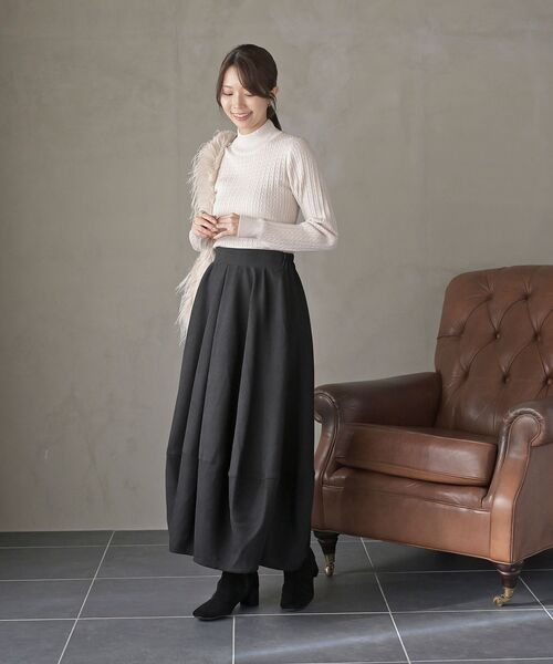 rps（アールピーエス）の「起毛コクーンスカート（スカート・レディース・ブラック/ダークグリーン/ネイビー/カーキ/グリーン/イエロー系その他/ブラック系その他2/ブルー系その他2/チャコールグレー・フリー）」の10枚目の写真