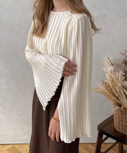 apres jour clair(アプレジュールクレア)の「【apres jour clair】スリットプリーツブラウス【ZOZOTOWN限定アイテム】(シャツ/ブラウス・レディース・アイボリー/ライトベージュ・フリー/X-LARGE)」の9枚目の写真